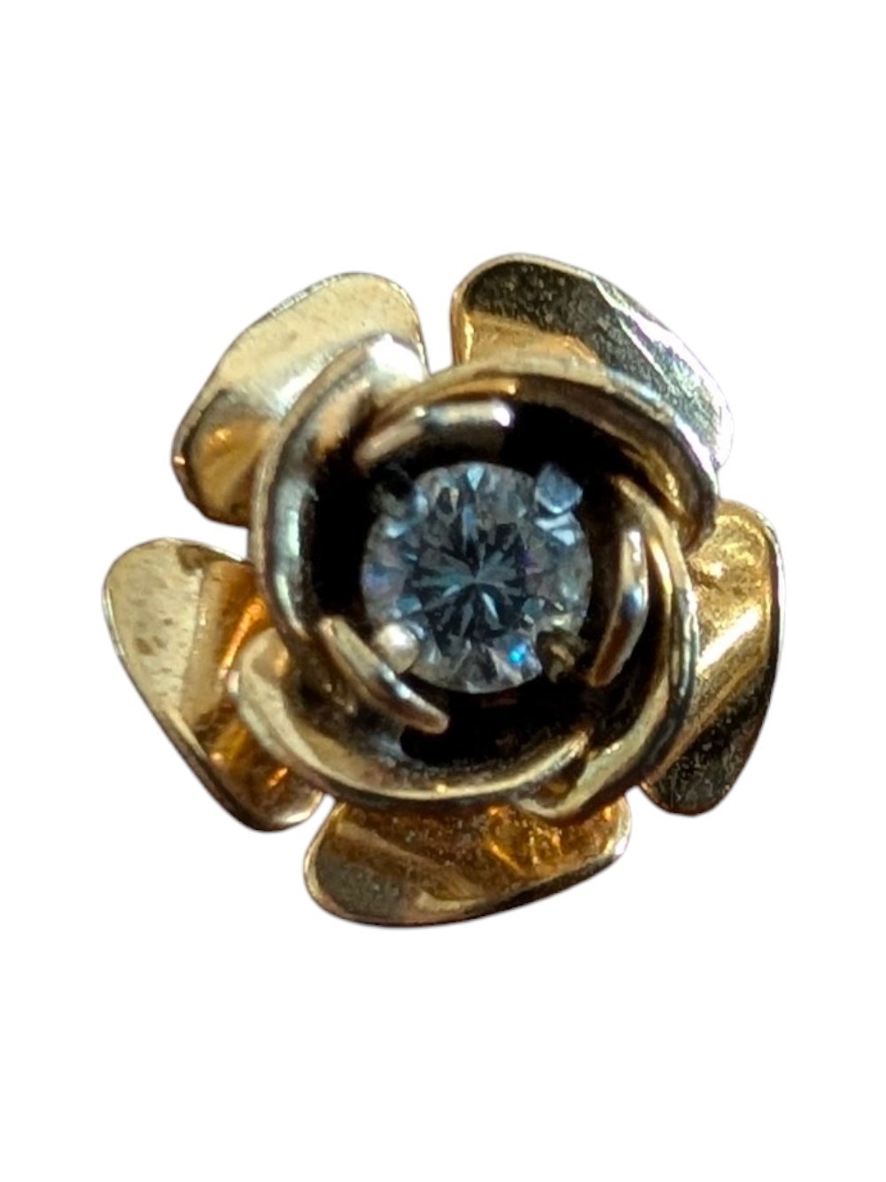 Gold Flower Pendant with CZ Stone